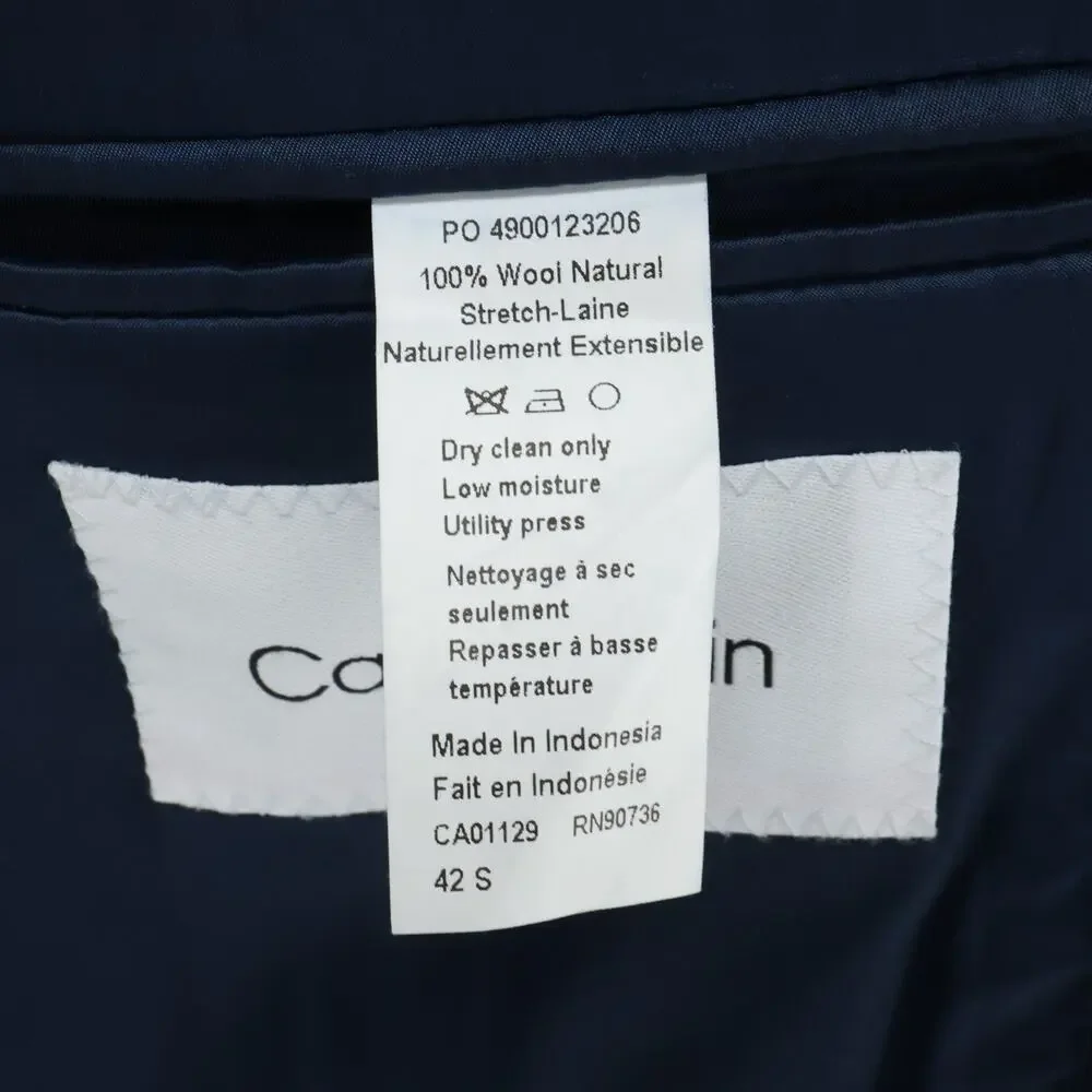 Calvin Klein Sport Coat Mens 42S Blue Wool Lined Blazer Jacket Preppy Career
